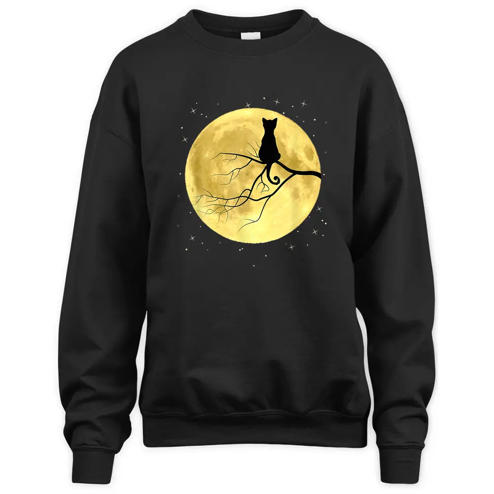 Cat On Moon Mystical Halloween Sweatshirt