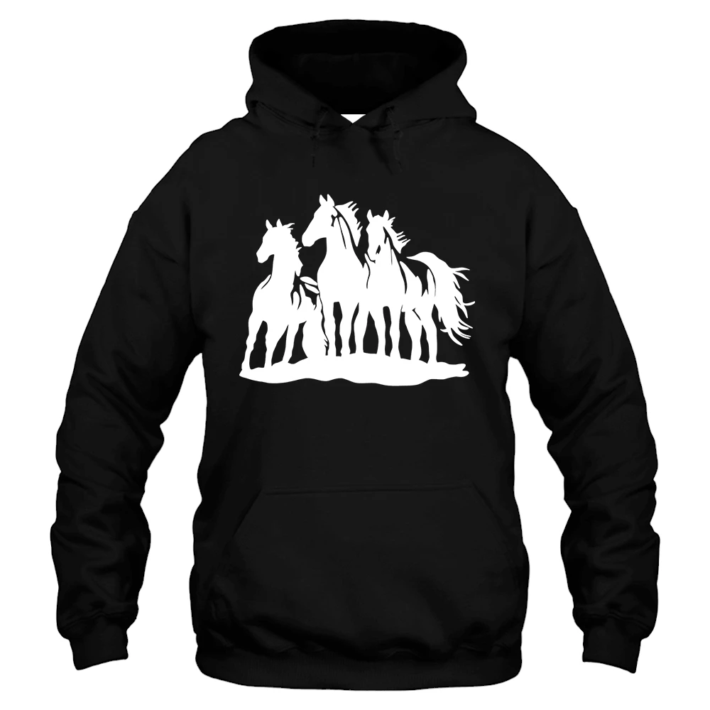 Horse White Running Hoodie - Black