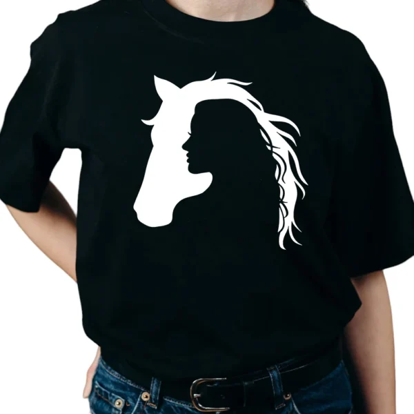 Horse White Running TShirt - Black