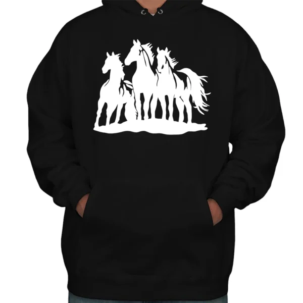 Horse White Running Hoodie - Black