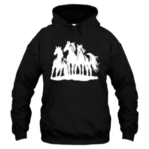 Horse White Running Hoodie - Black