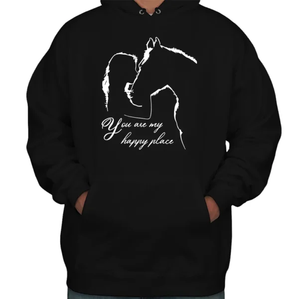 You Are My Happy Place Horse Hoodie - Black