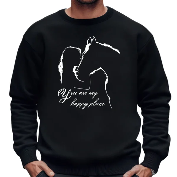 You Are My Happy Place Horse Sweatshirt - Black