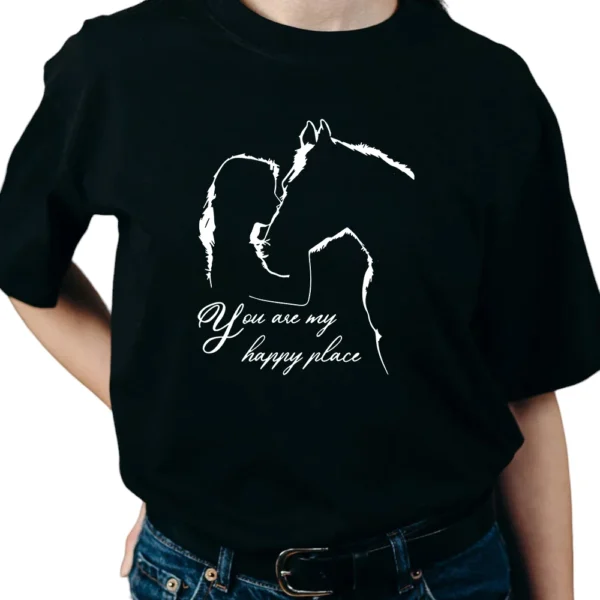 You Are My Happy Place Horse TShirt - Black