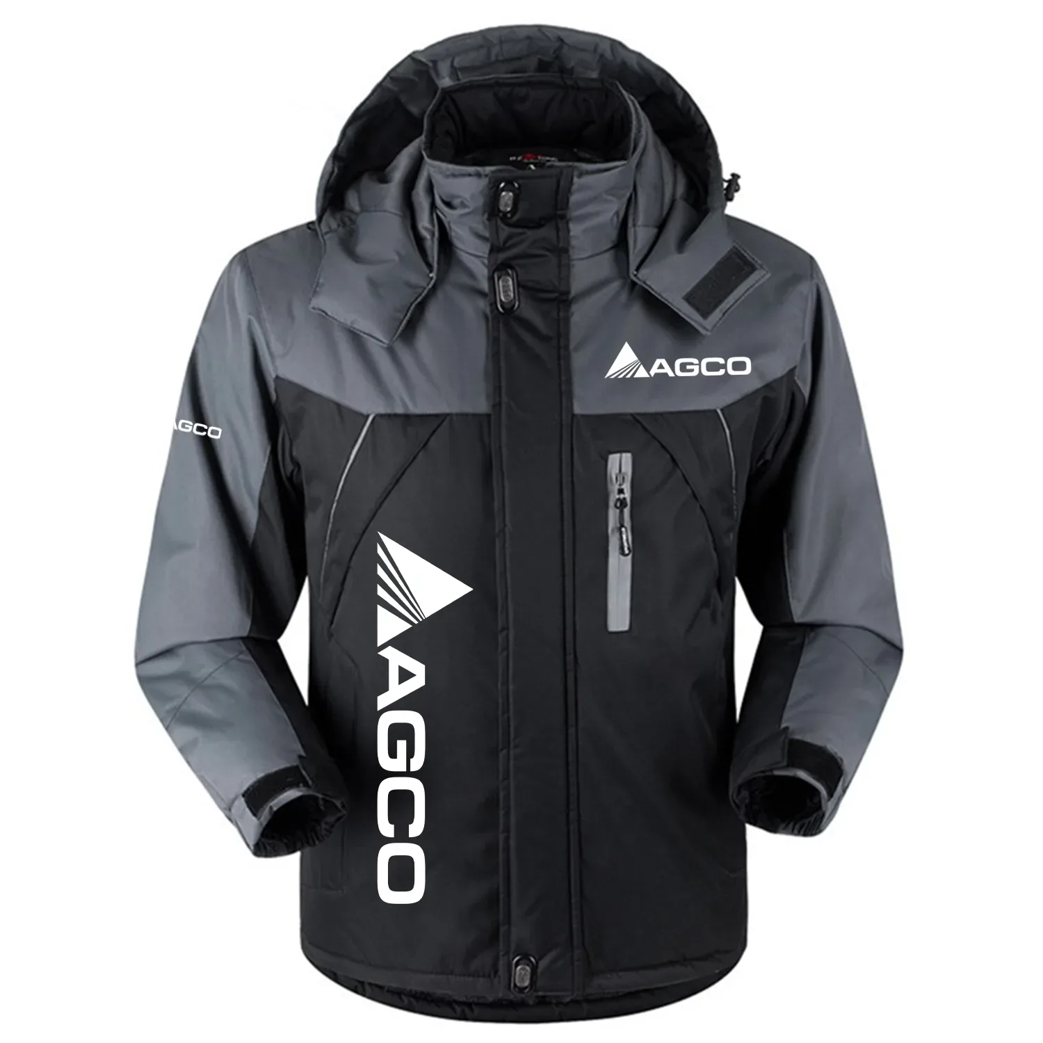 AGCO Exclusive Logo Outdoor Charging Suit Plush Thickened Cold Proof Wind Proof Waterproof Jacket Detachable Hood MFYTHCJ241112ACZ