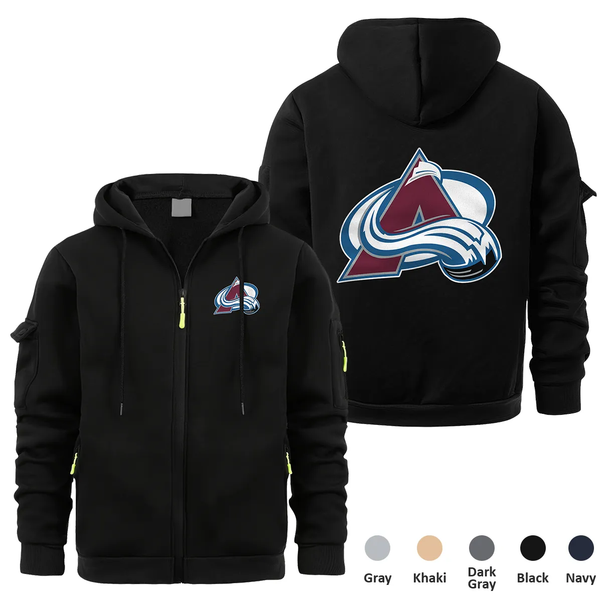 Colorado Avalanche NHL Exclusive Logo Full Zipper Sweatshirt Hoodie with Arm Pocket MFY241114CAFZH - Black