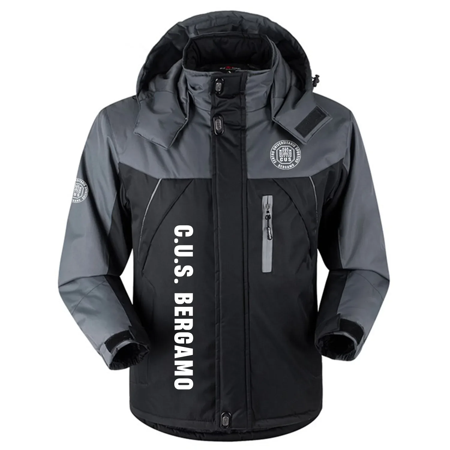 C.U.S. Bergamo Exclusive Logo Outdoor Charging Suit Plush Thickened Cold Proof Wind Proof Waterproof Jacket Detachable Hood MFYTHCJ241112CUSZ