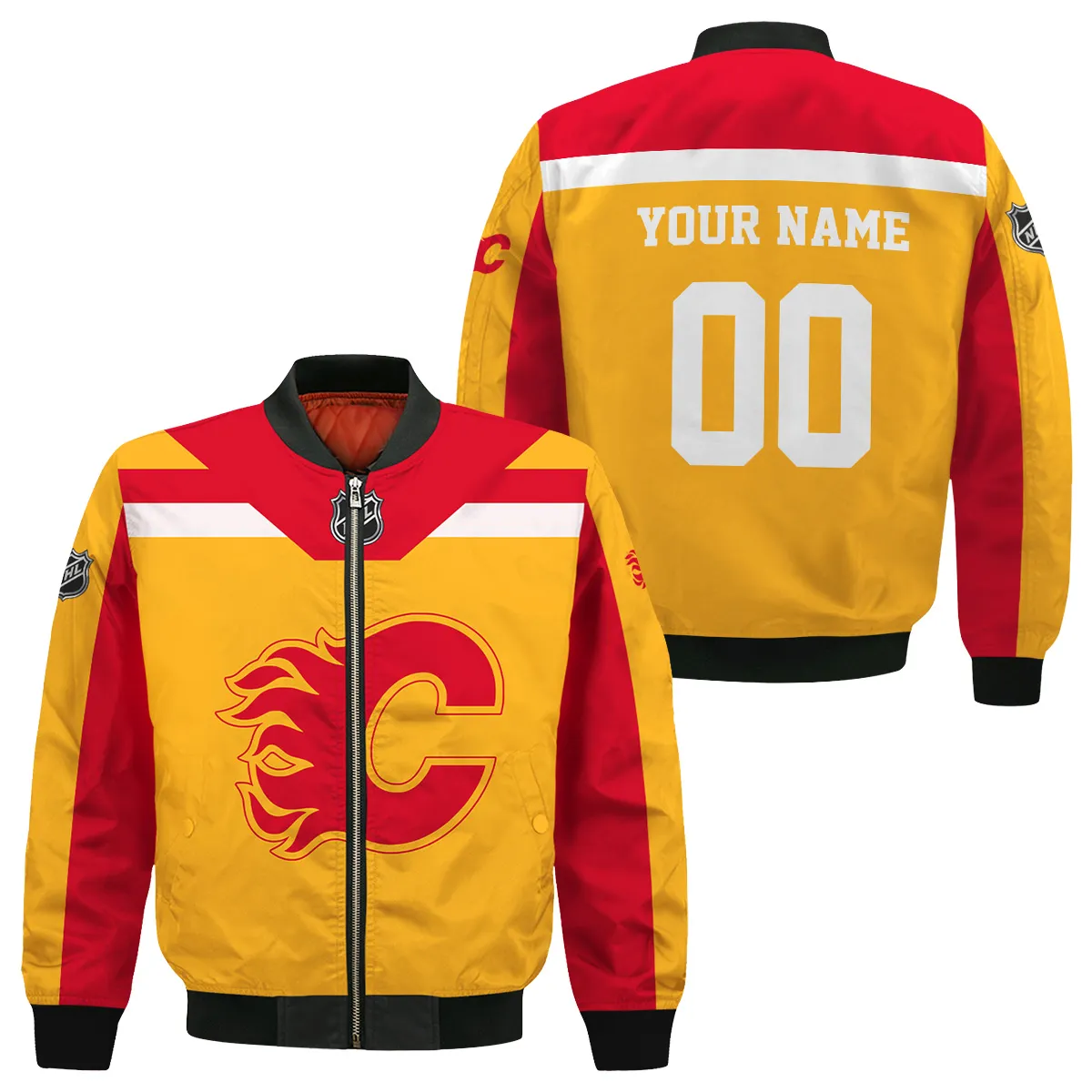 Custom Name & Number NHL Calgary Flames Exclusive All Over Prints Bomber Jacket MFY241114A01CFBB