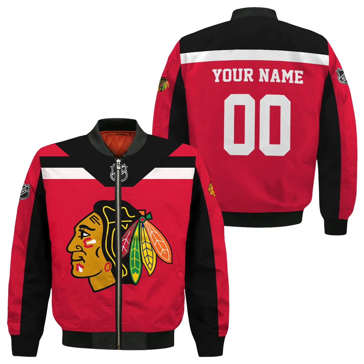 Custom Name & Number NHL Chicago Blackhawks Exclusive All Over Prints Bomber Jacket MFY241114A01CBBB