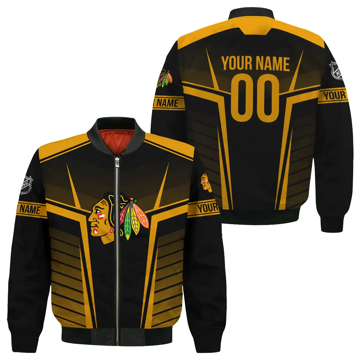 Custom Name & Number NHL Chicago Blackhawks Exclusive All Over Prints Bomber Jacket MFY241114A1CBBB