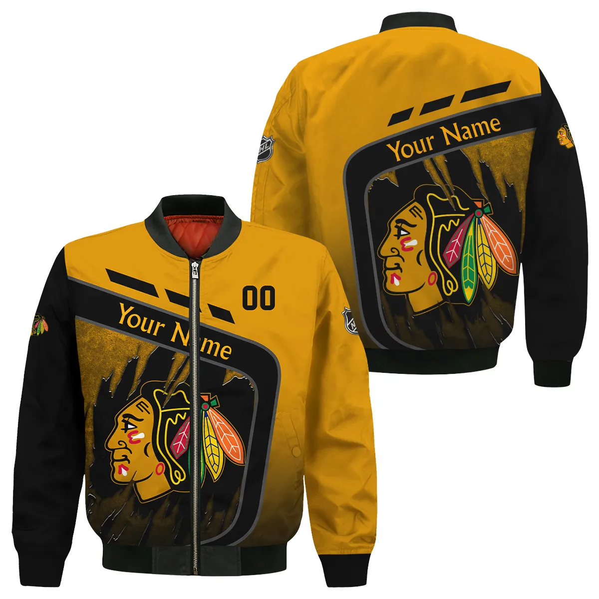 Custom Name & Number NHL Chicago Blackhawks Exclusive All Over Prints Bomber Jacket MFY241114A1CBBB