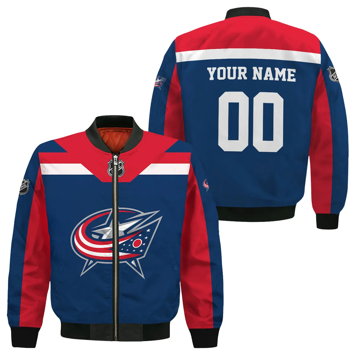 Custom Name & Number NHL Columbus Blue Jackets Exclusive All Over Prints Bomber Jacket MFY241114A01CBJBB