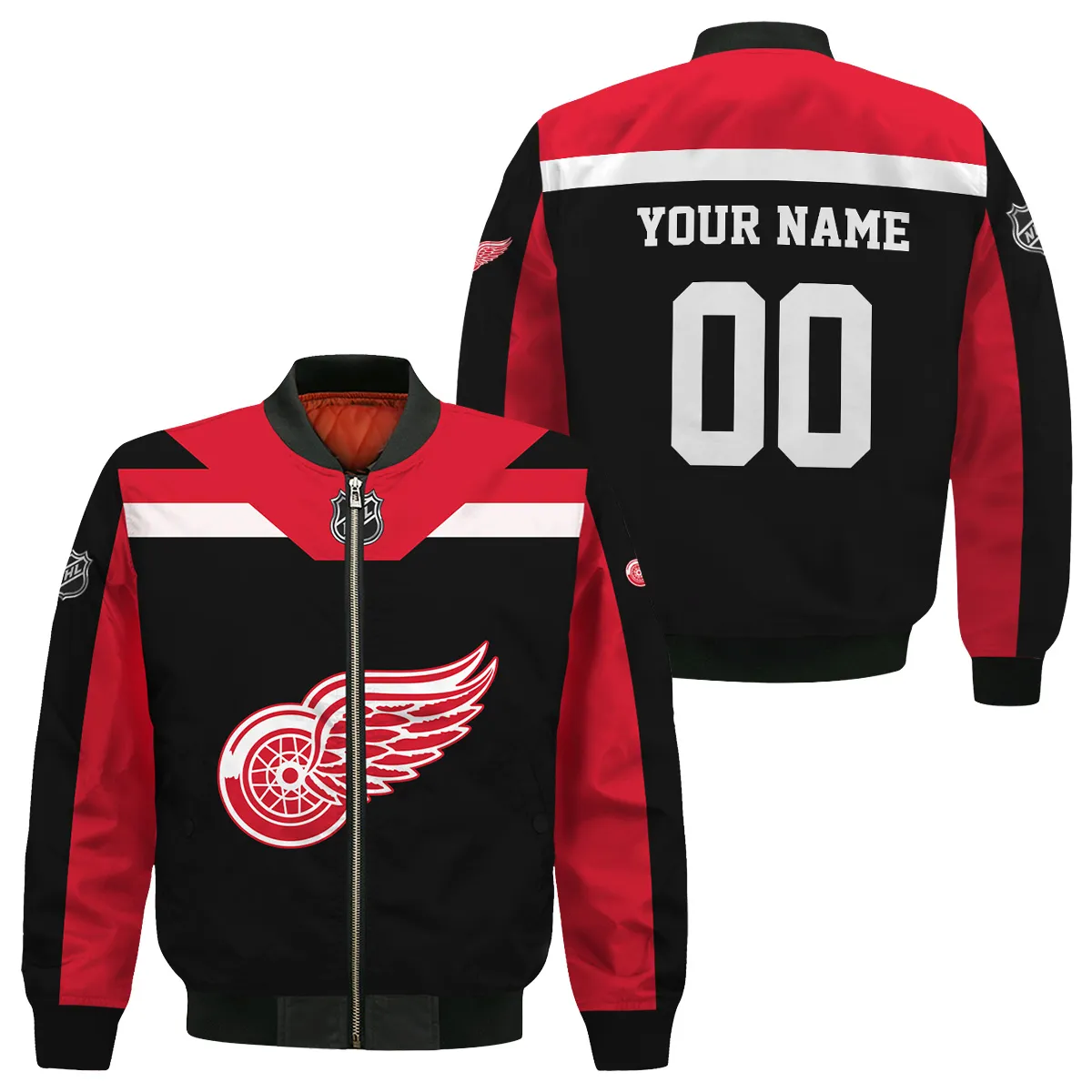 Custom Name & Number NHL Detroit Red Wings Exclusive All Over Prints Bomber Jacket MFY241114A01DRWBB