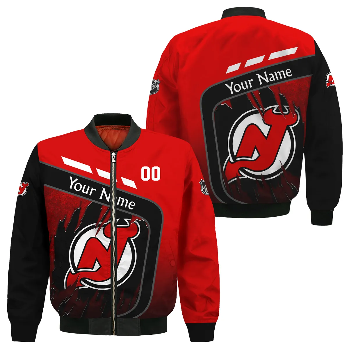 Custom Name & Number NHL New Jersey Devils Exclusive All Over Prints Bomber Jacket MFY241114A1NJDBB