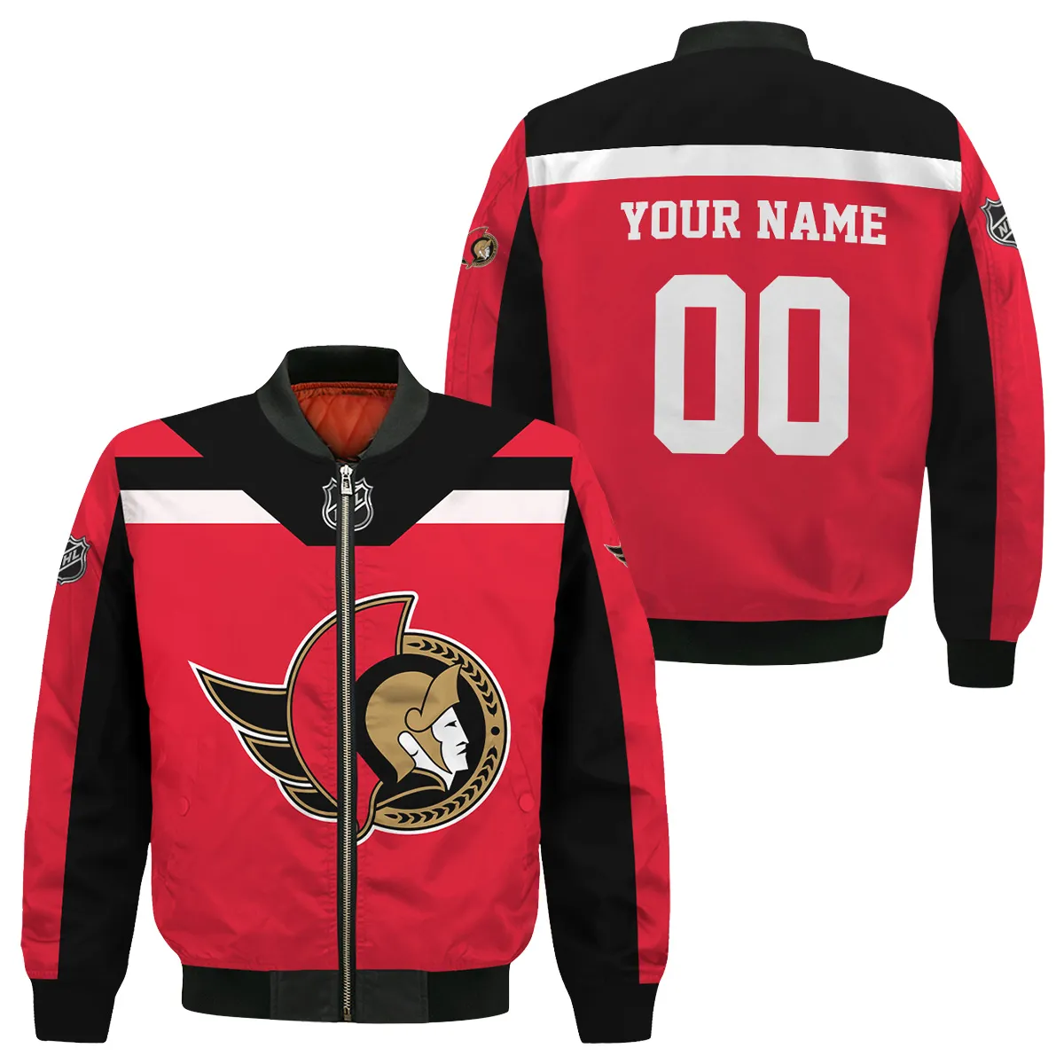 Custom Name & Number NHL Ottawa Senators Exclusive All Over Prints Bomber Jacket MFY241114A01OSBB