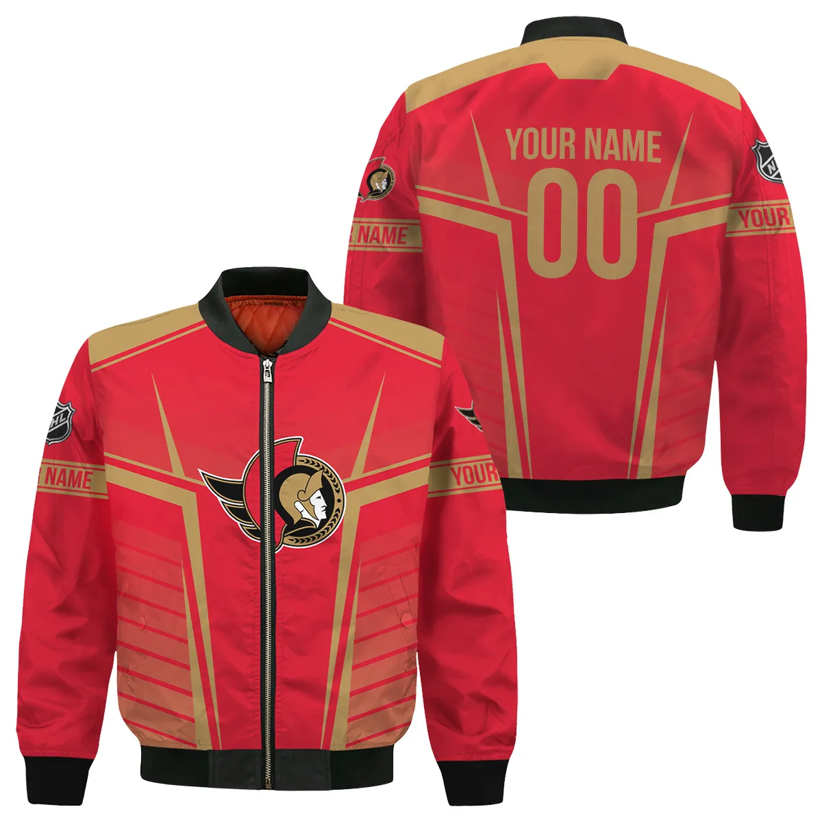 Custom Name & Number NHL Ottawa Senators Exclusive All Over Prints Bomber Jacket MFY241114A1OSBB