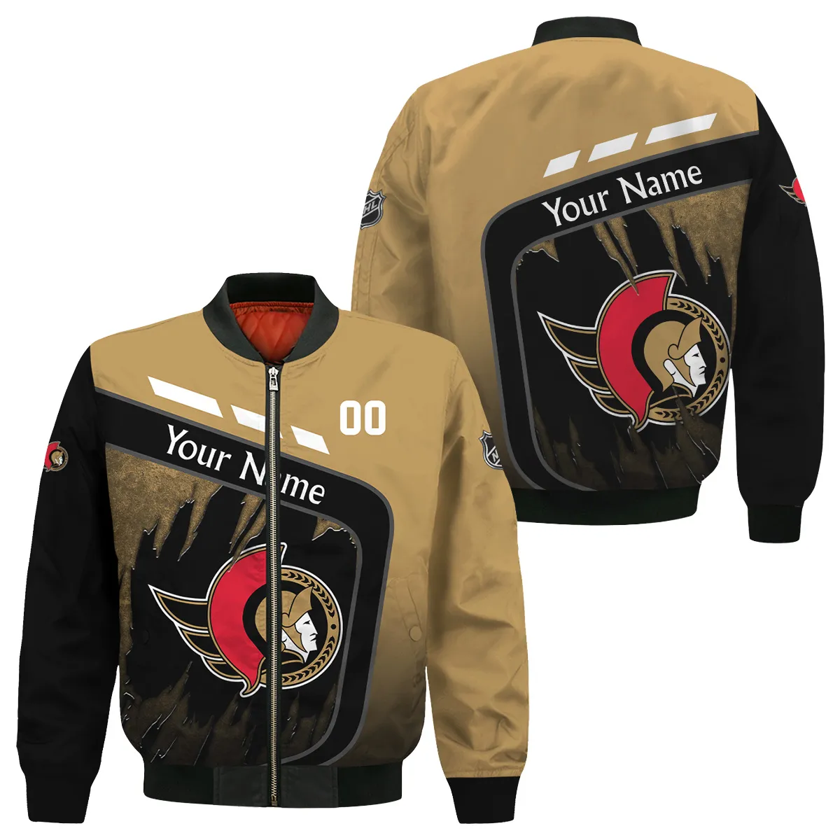 Custom Name & Number NHL Ottawa Senators Exclusive All Over Prints Bomber Jacket MFY241114A1OSBB