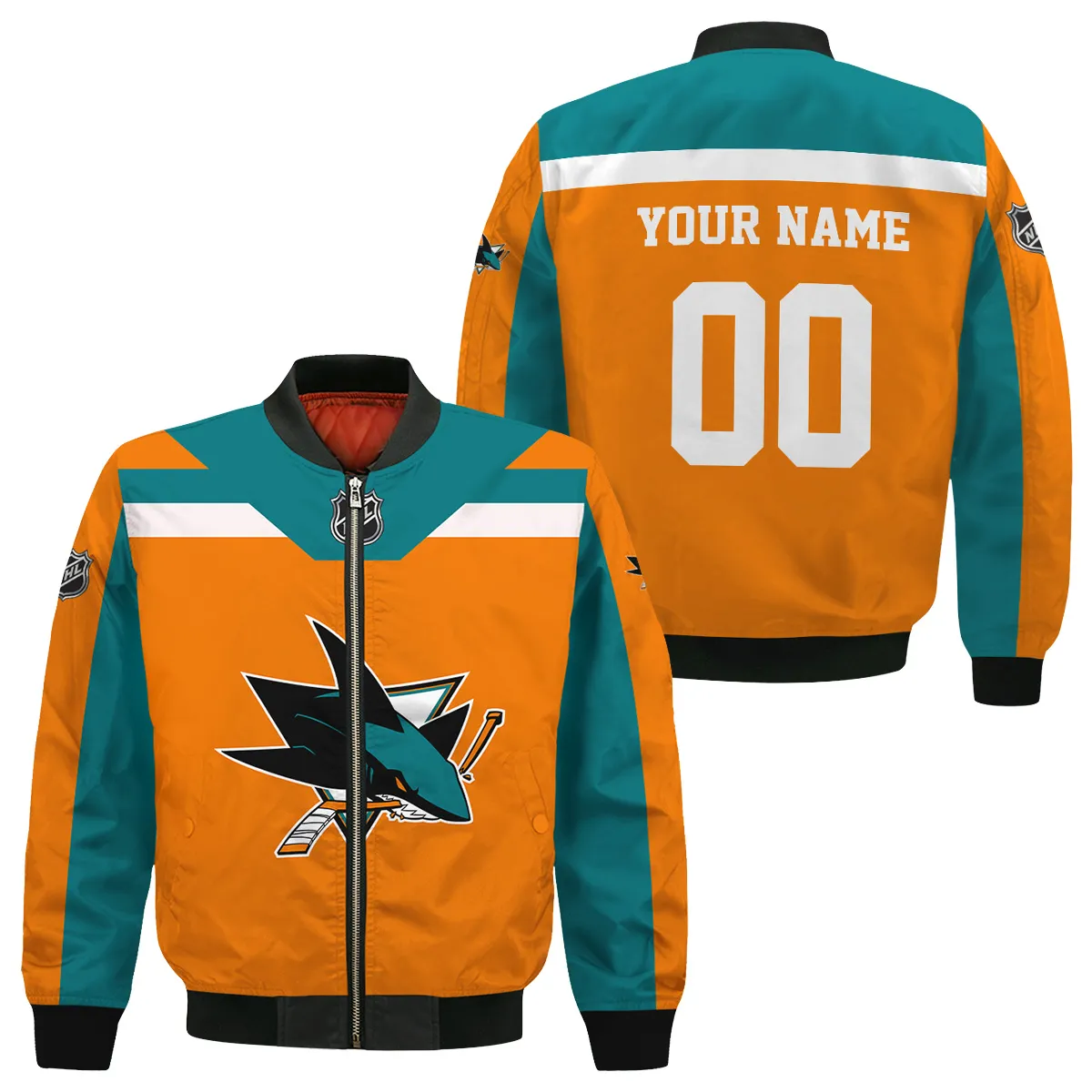 Custom Name & Number NHL San Jose Sharks Exclusive All Over Prints Bomber Jacket MFY241114A01SJSBB