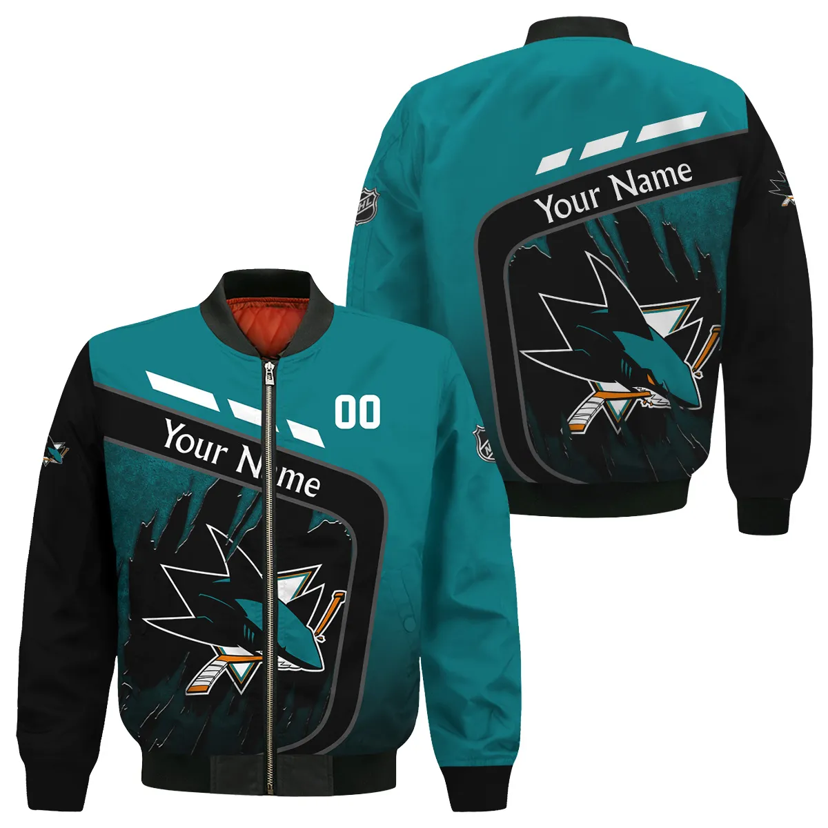 Custom Name & Number NHL San Jose Sharks Exclusive All Over Prints Bomber Jacket MFY241114A1SJSBB