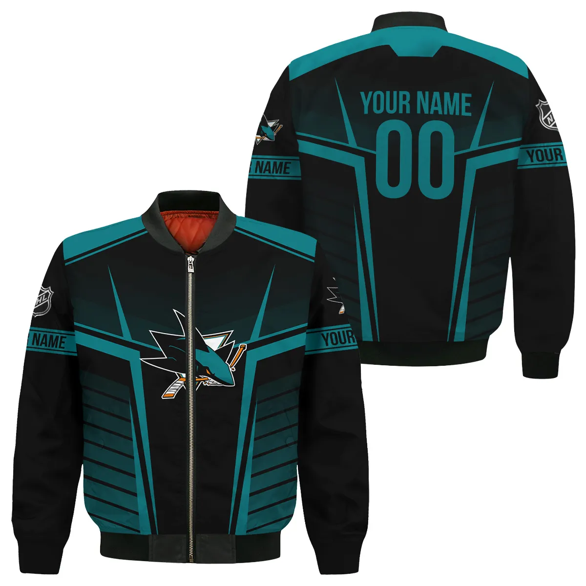 Custom Name & Number NHL San Jose Sharks Exclusive All Over Prints Bomber Jacket MFY241114A1SJSBB