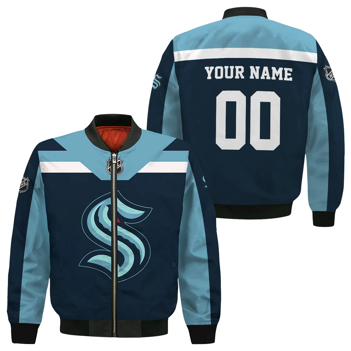 Custom Name & Number NHL Seattle Kraken Exclusive All Over Prints Bomber Jacket MFY241114A01SKBB