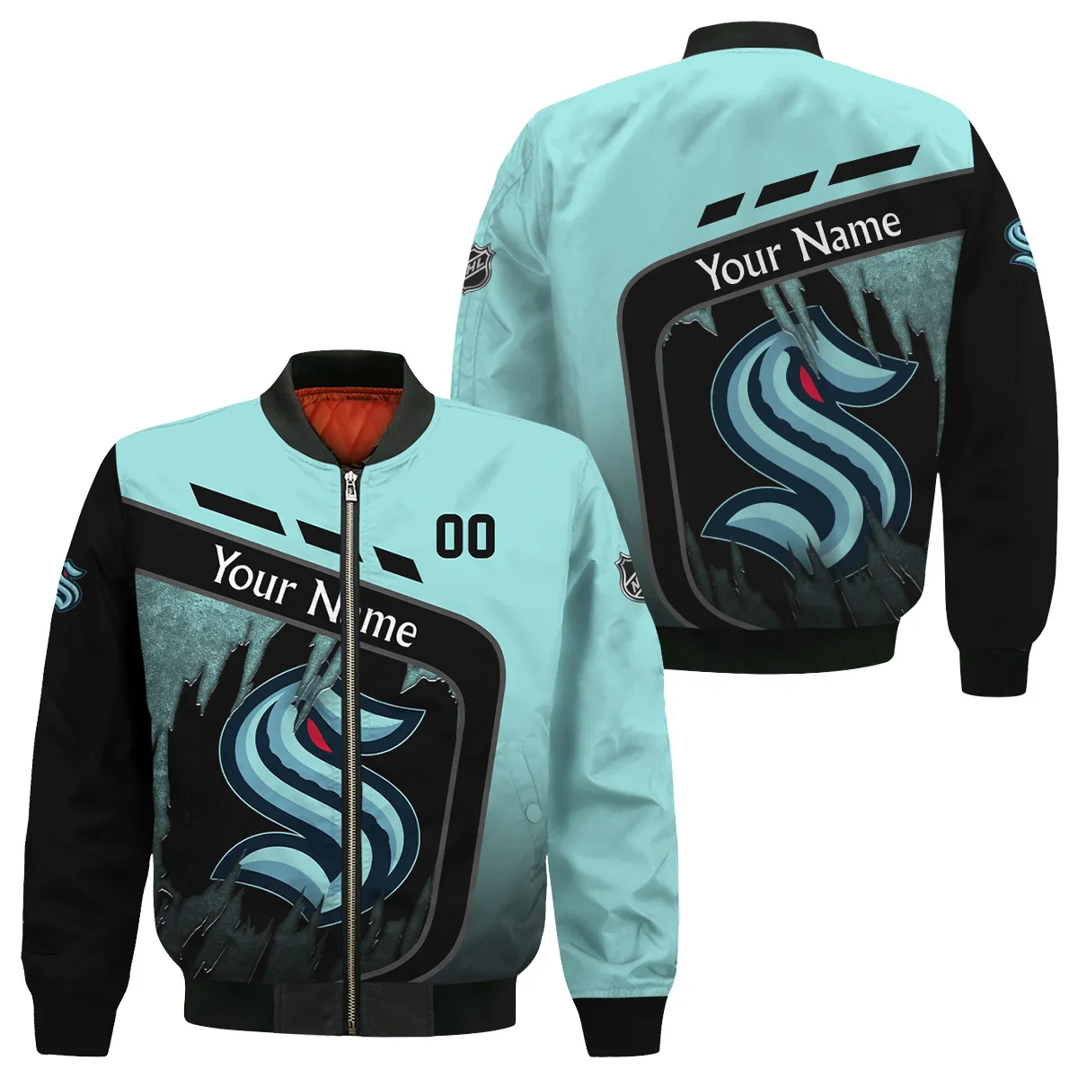 Custom Name & Number NHL Seattle Kraken Exclusive All Over Prints Bomber Jacket MFY241114A1SKBB