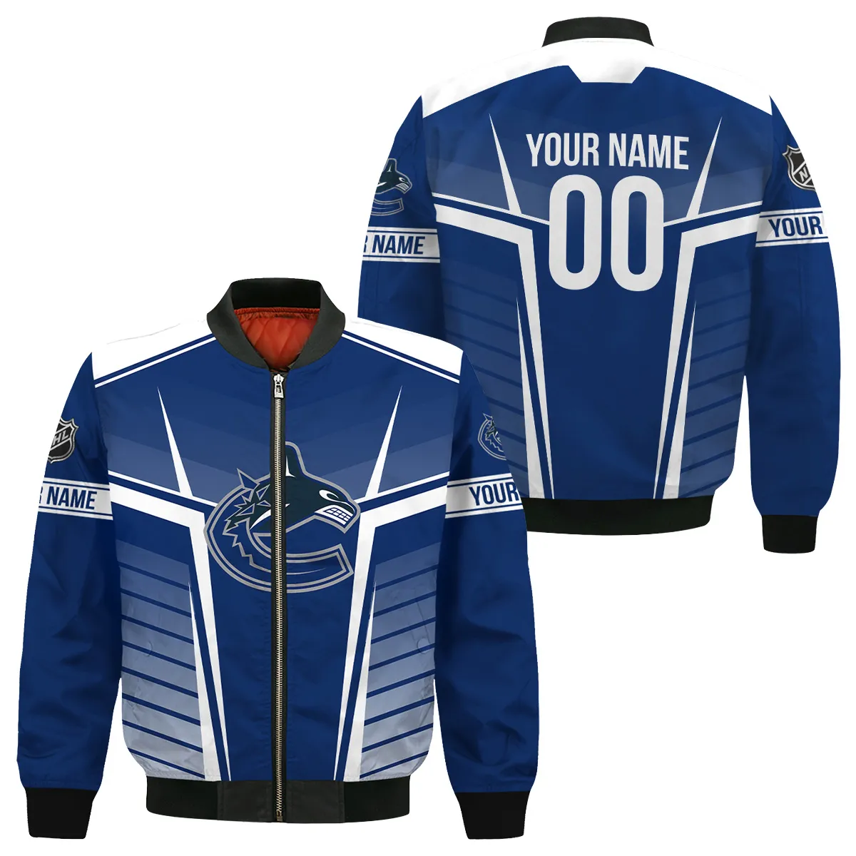 Custom Name & Number NHL Vancouver Canucks Exclusive All Over Prints Bomber Jacket MFY241114A1VCBB