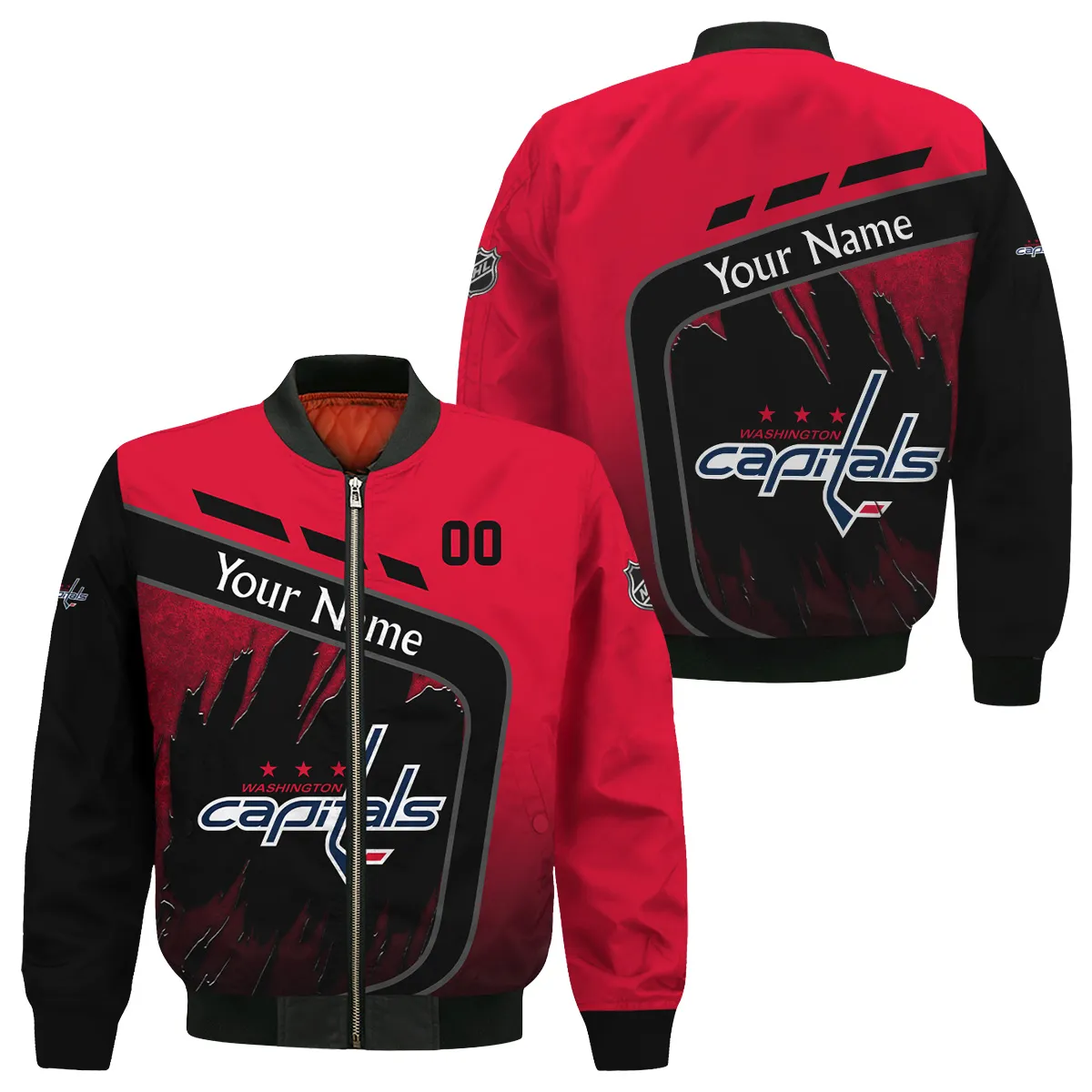 Custom Name & Number NHL Washington Capitals Exclusive All Over Prints Bomber Jacket MFY241114A1WCBB