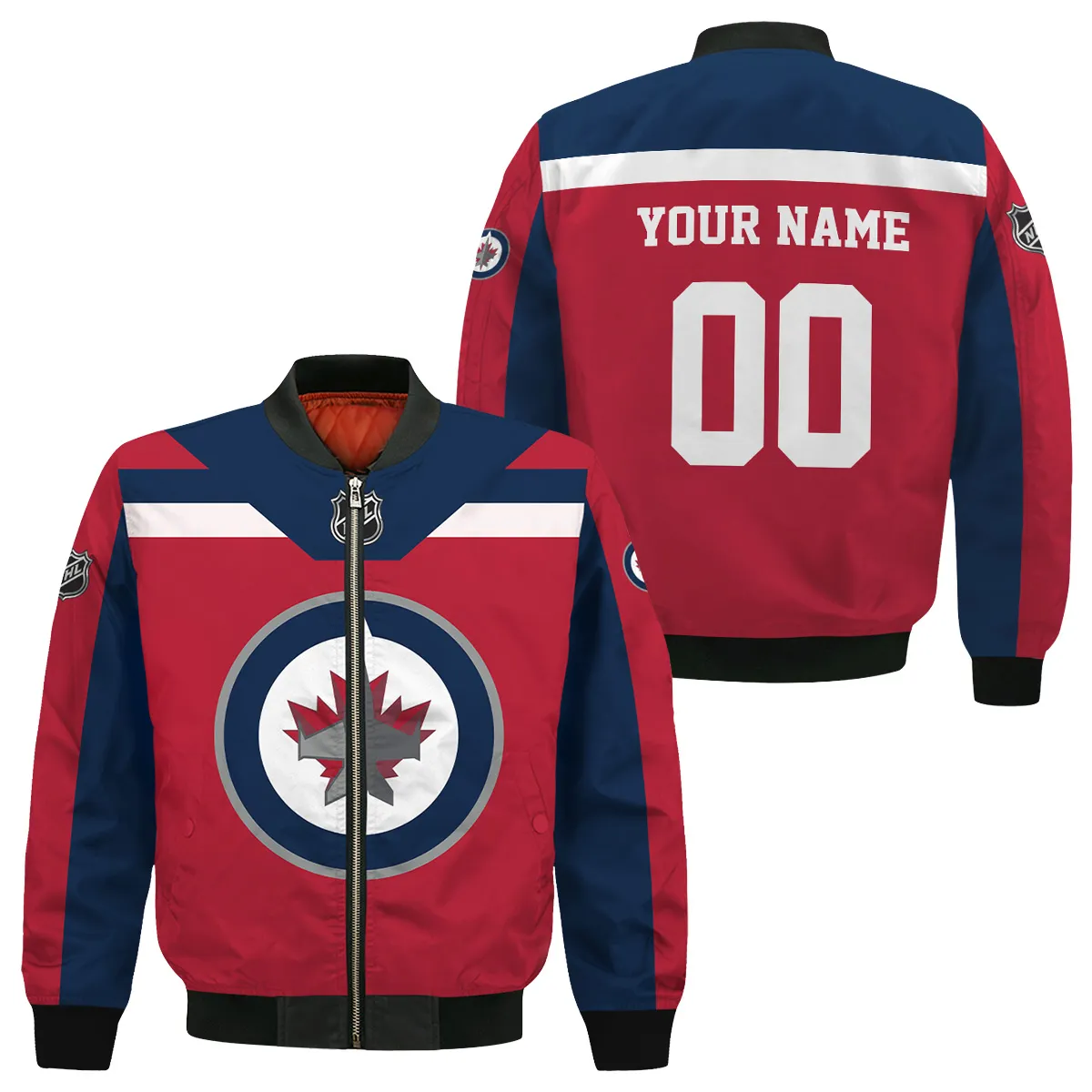 Custom Name & Number NHL Winnipeg Jets Exclusive All Over Prints Bomber Jacket MFY241114A01WJBB