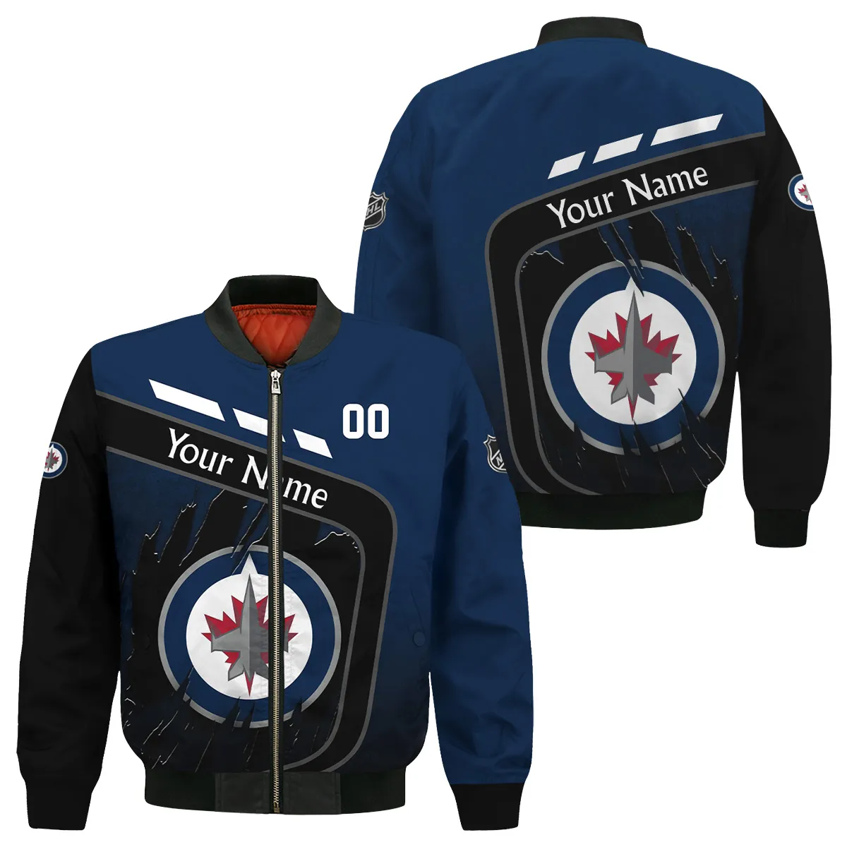 Custom Name & Number NHL Winnipeg Jets Exclusive All Over Prints Bomber Jacket MFY241114A1WJBB