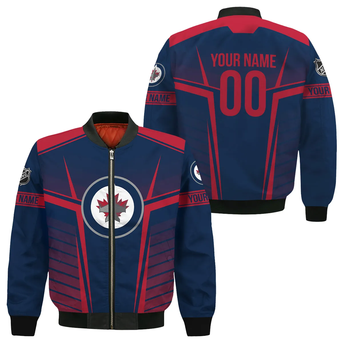 Custom Name & Number NHL Winnipeg Jets Exclusive All Over Prints Bomber Jacket MFY241114A1WJBB