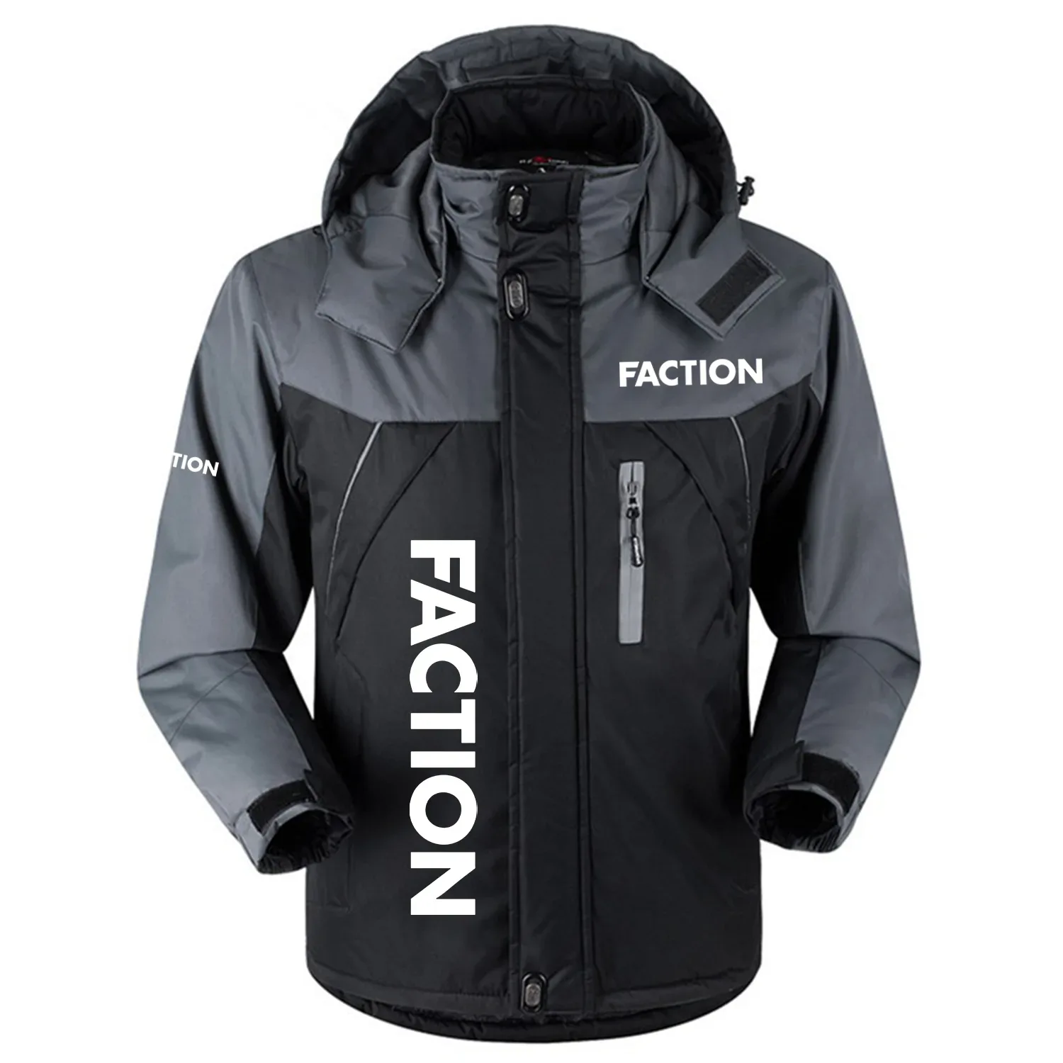 Faction Exclusive Logo Outdoor Charging Suit Plush Thickened Cold Proof Wind Proof Waterproof Jacket Detachable Hood MFYTHCJ241112FAZ