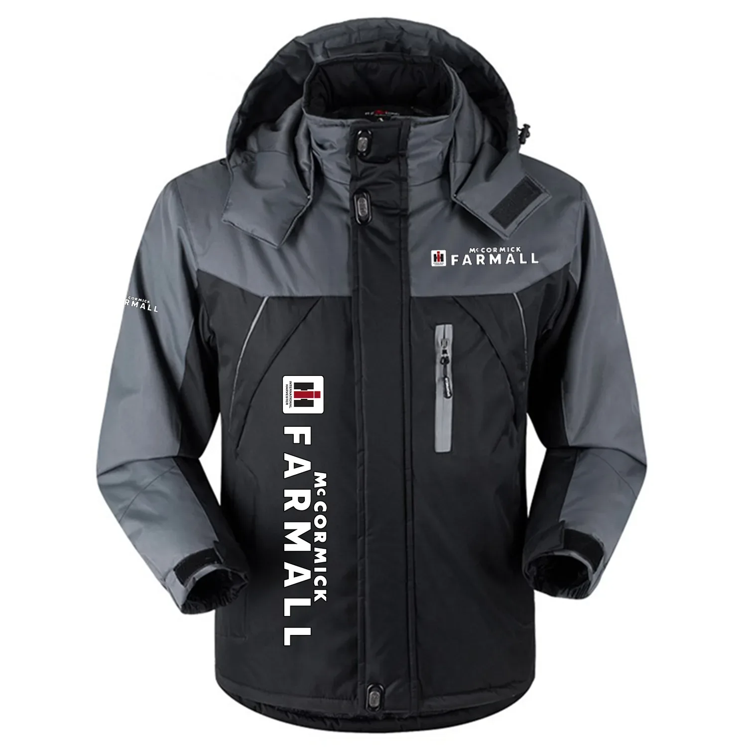 Farmall Exclusive Logo Outdoor Charging Suit Plush Thickened Cold Proof Wind Proof Waterproof Jacket Detachable Hood MFYTHCJ241112FRZ