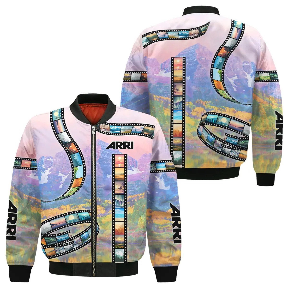 Film Reel Pattern Arri Photography Videography All Over Prints Bomber Jacket MFY241114A1AR