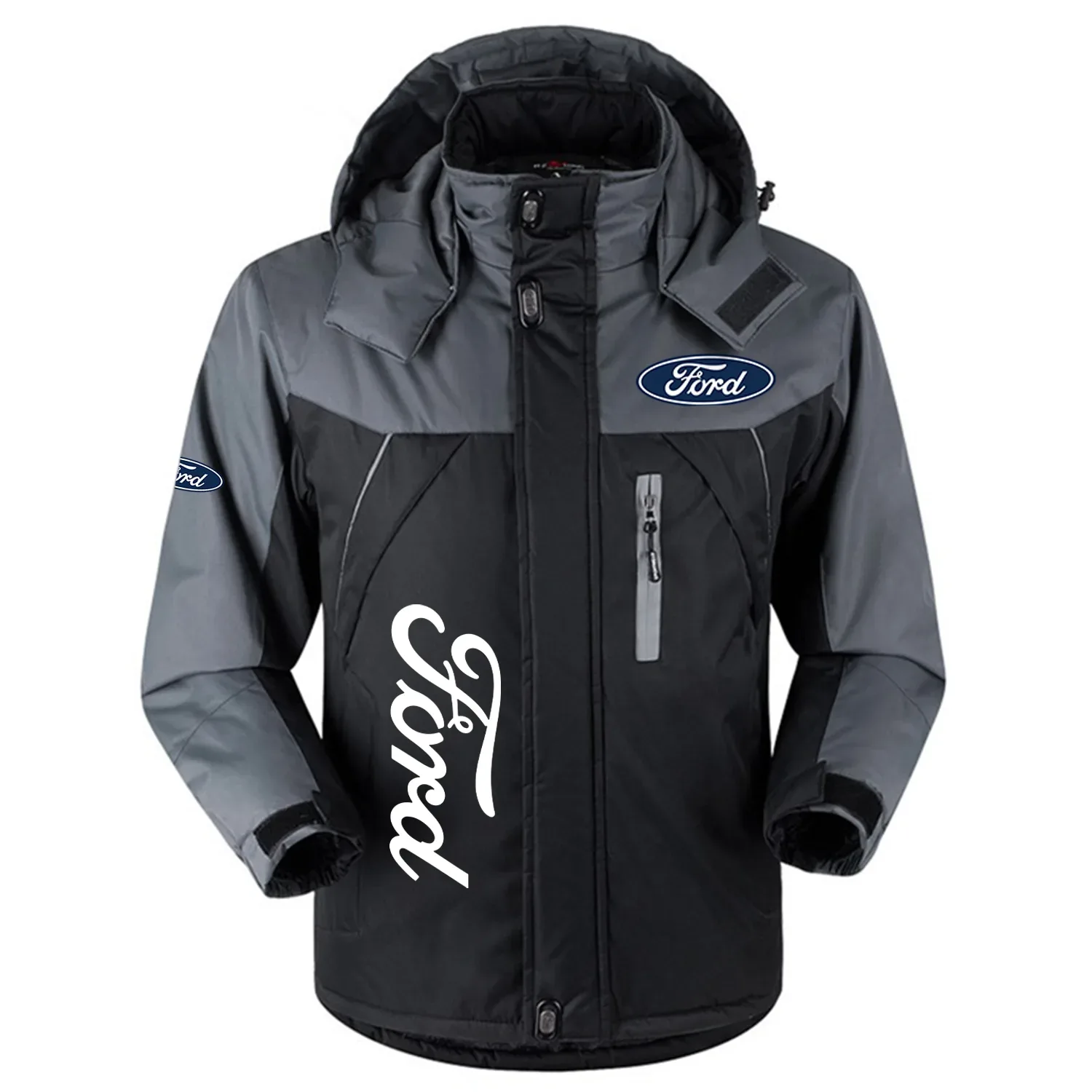 Ford Exclusive Logo Outdoor Charging Suit Plush Thickened Cold Proof Wind Proof Waterproof Jacket Detachable Hood MFYTHCJ241112F1Z