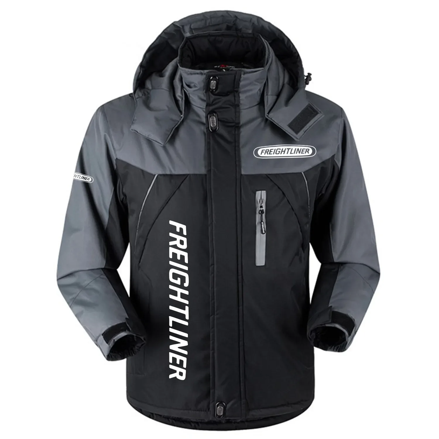 Freightliner Exclusive Logo Outdoor Charging Suit Plush Thickened Cold Proof Wind Proof Waterproof Jacket Detachable Hood MFYTHCJ241112FLZ