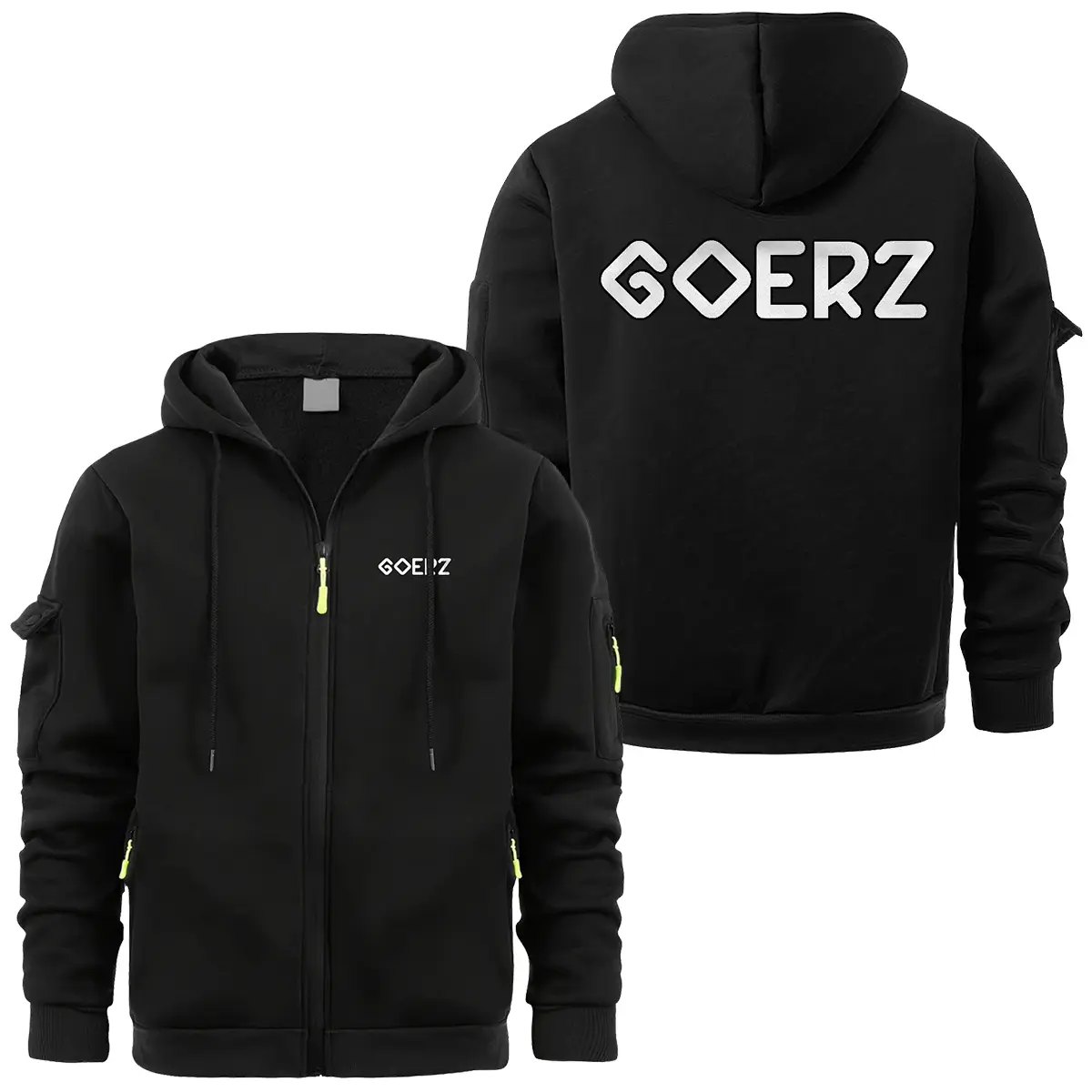 Goerz Optical Photography Videography Exclusive Logo Full Zipper Sweatshirt Hoodie with Arm Pocket MFY241114A1GRZFZH - Black