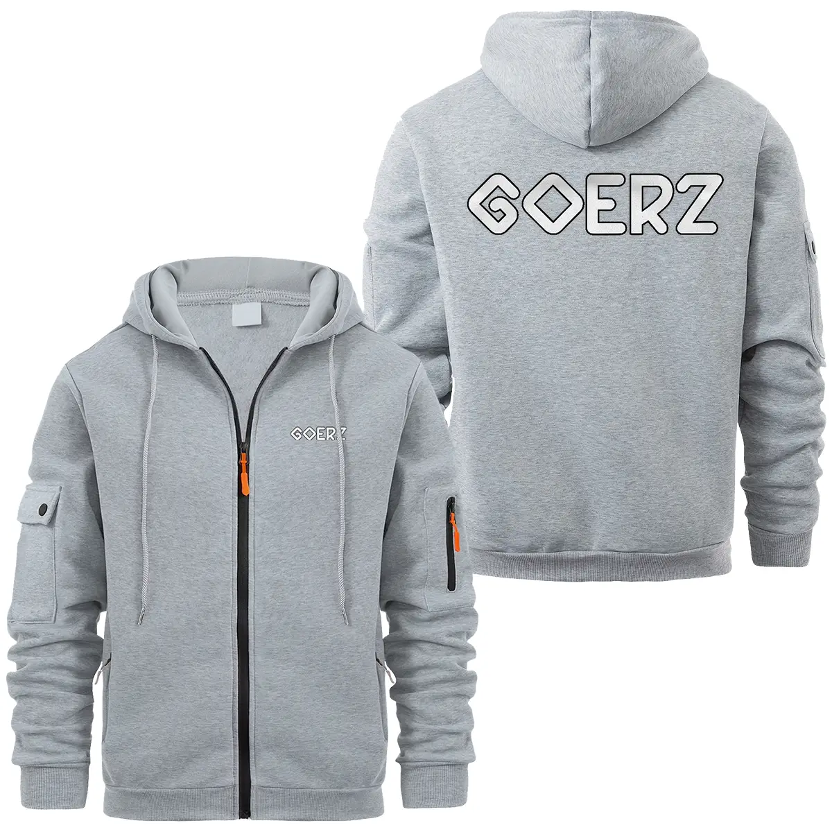 Goerz Optical Photography Videography Exclusive Logo Full Zipper Sweatshirt Hoodie with Arm Pocket MFY241114A1GRZFZH - Gray