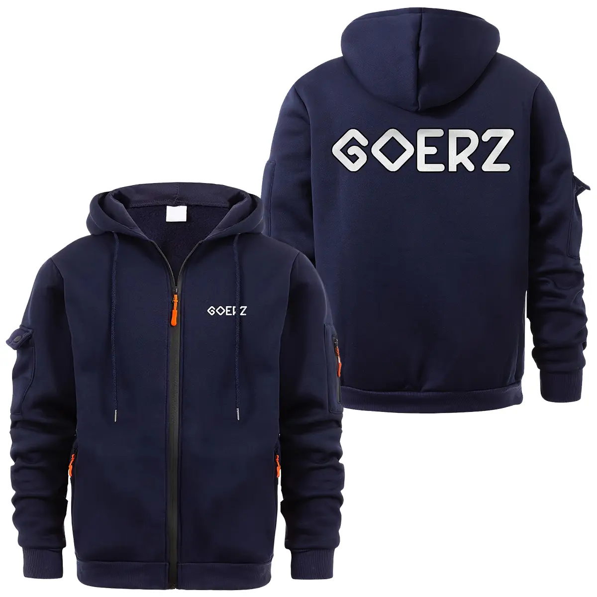 Goerz Optical Photography Videography Exclusive Logo Full Zipper Sweatshirt Hoodie with Arm Pocket MFY241114A1GRZFZH - Navy