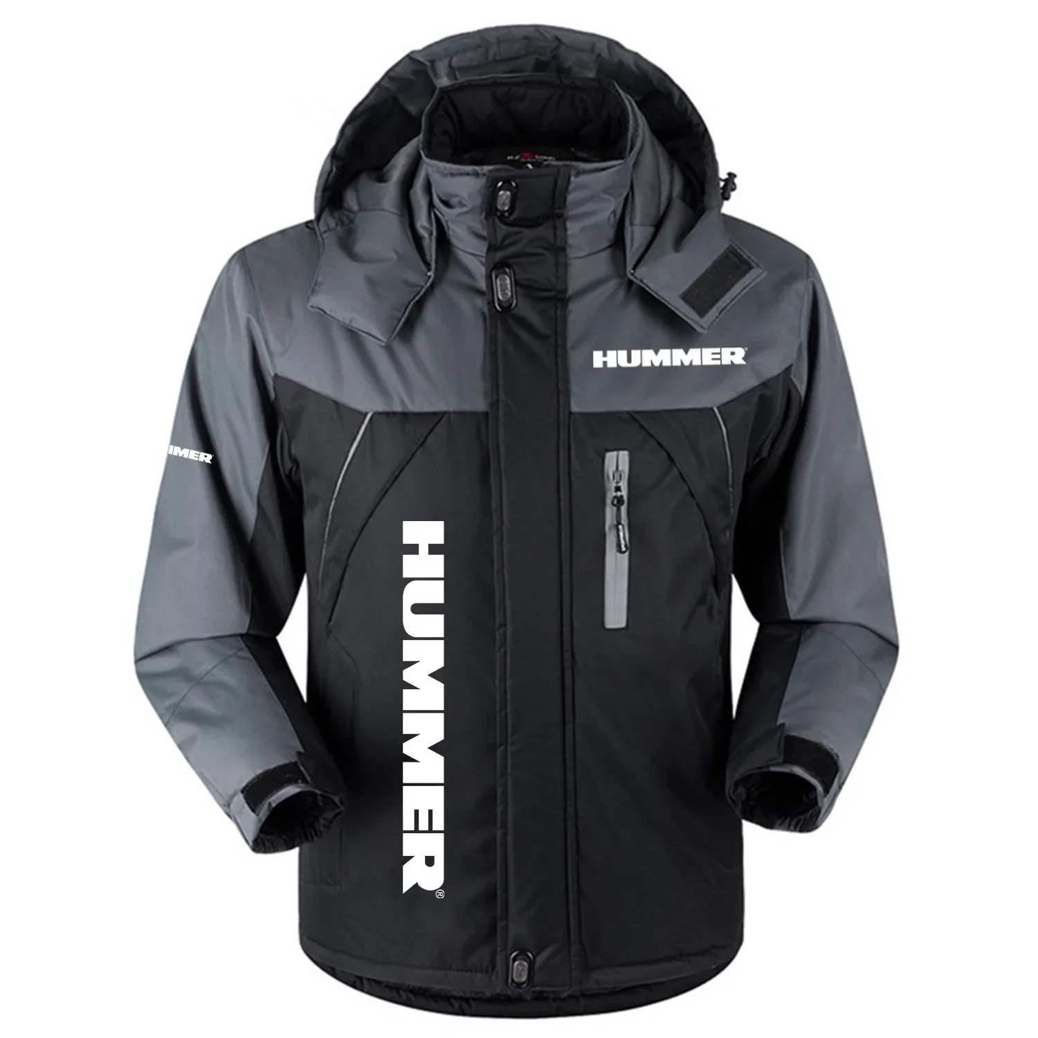 Hummer Exclusive Logo Outdoor Charging Suit Plush Thickened Cold Proof Wind Proof Waterproof Jacket Detachable Hood MFYTHCJ241112HUZ