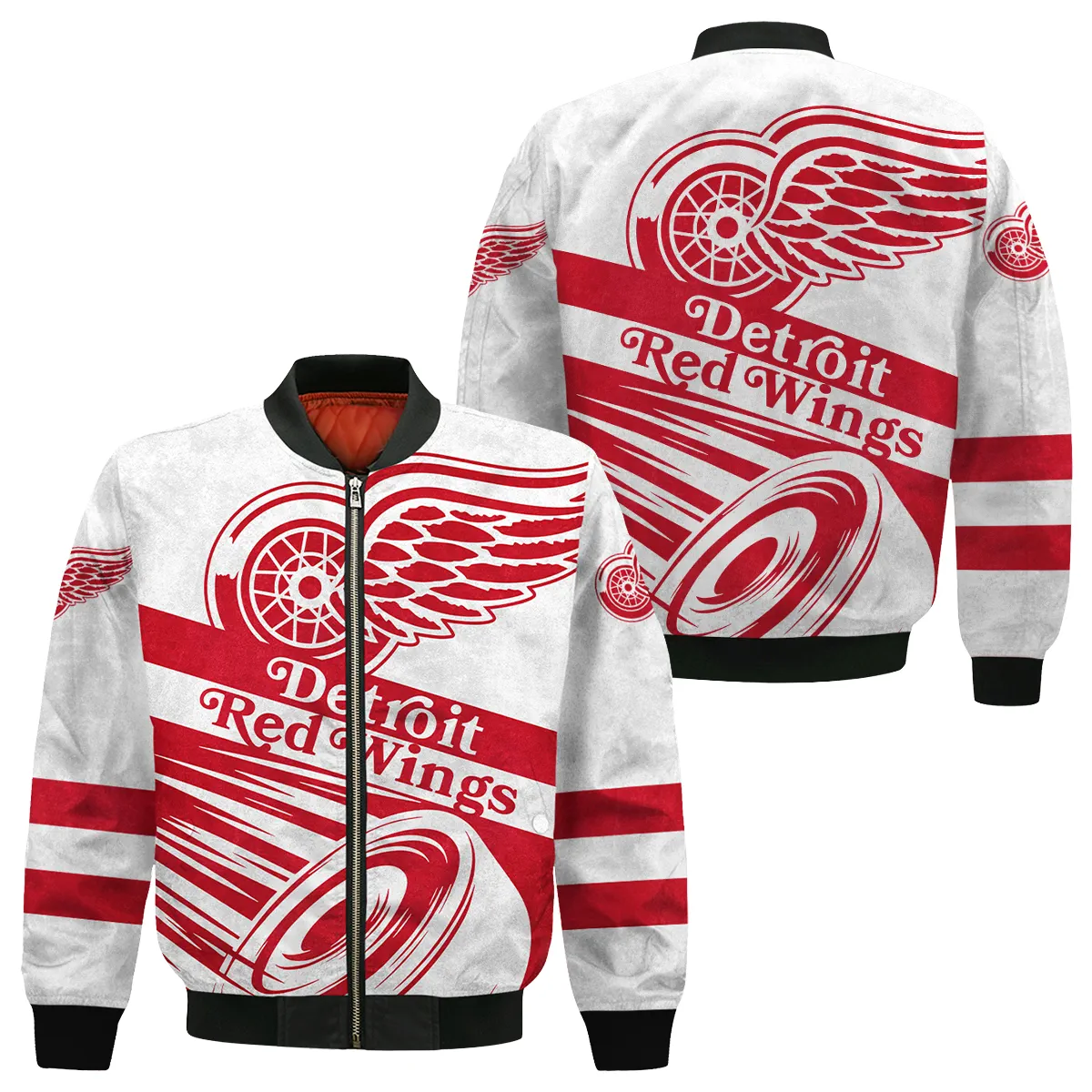 Ice Hockey Puck Detroit Red Wings National Hockey League All Over Prints Bomber Jacket MFY241114DRWBB