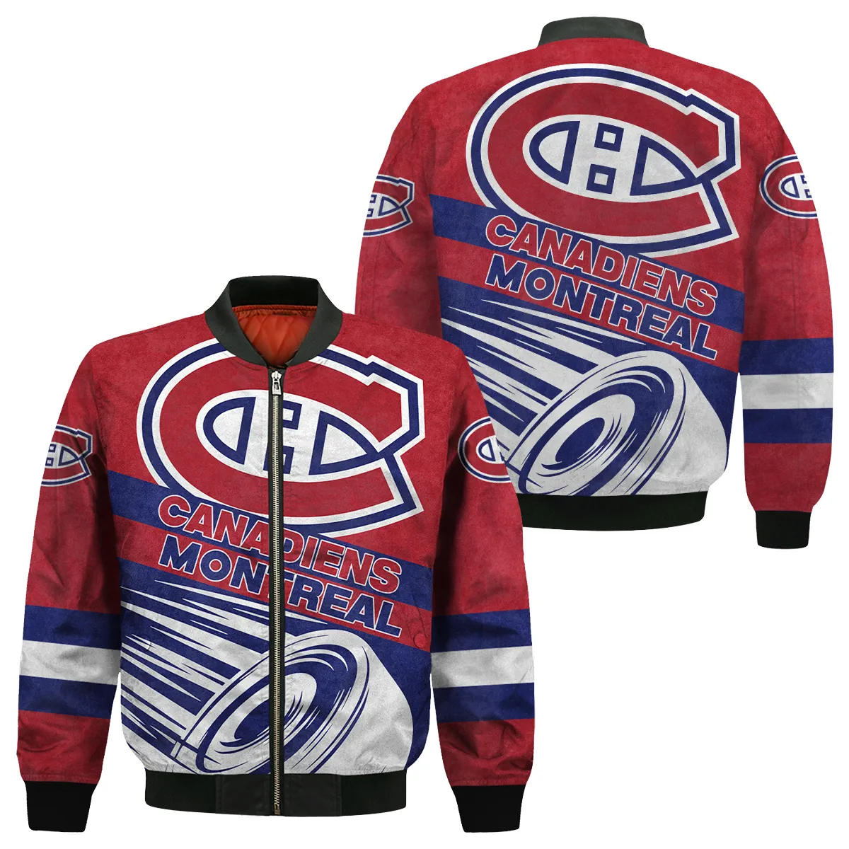 Ice Hockey Puck Montreal Canadiens National Hockey League All Over Prints Bomber Jacket MFY241114MCBB