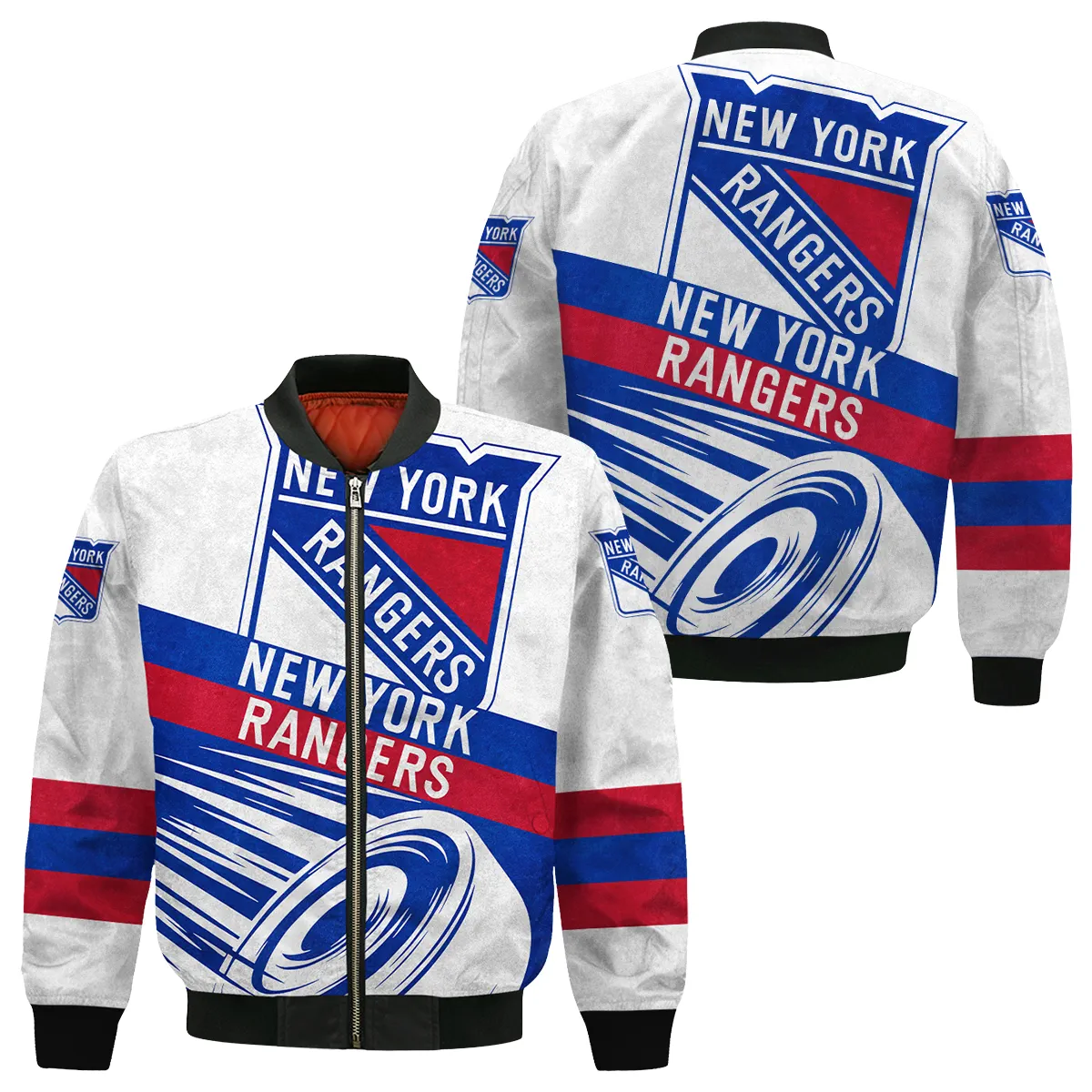 Ice Hockey Puck New York Rangers National Hockey League All Over Prints Bomber Jacket MFY241114NYRBB