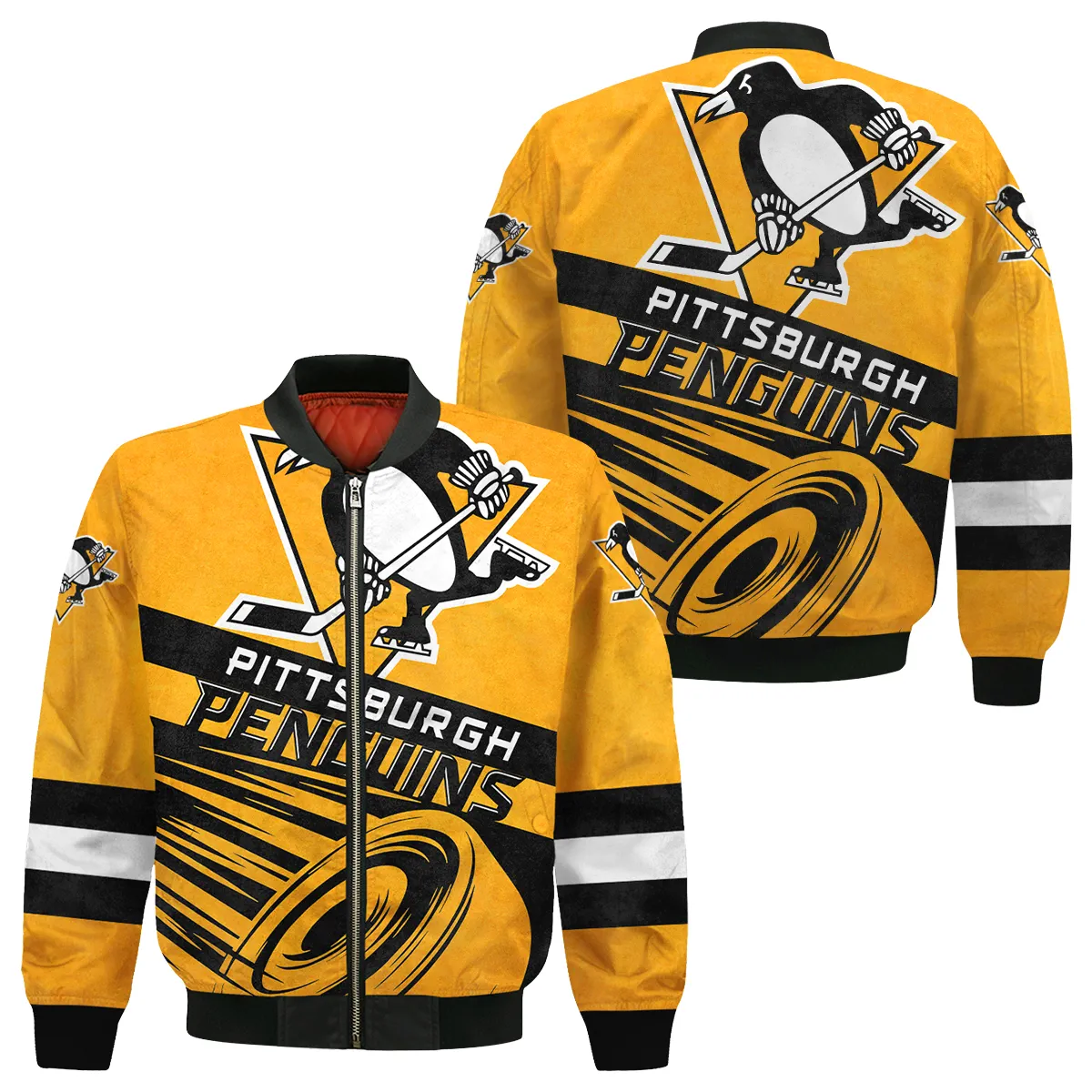 Ice Hockey Puck Pittsburgh Penguins National Hockey League All Over Prints Bomber Jacket MFY241114PPBB