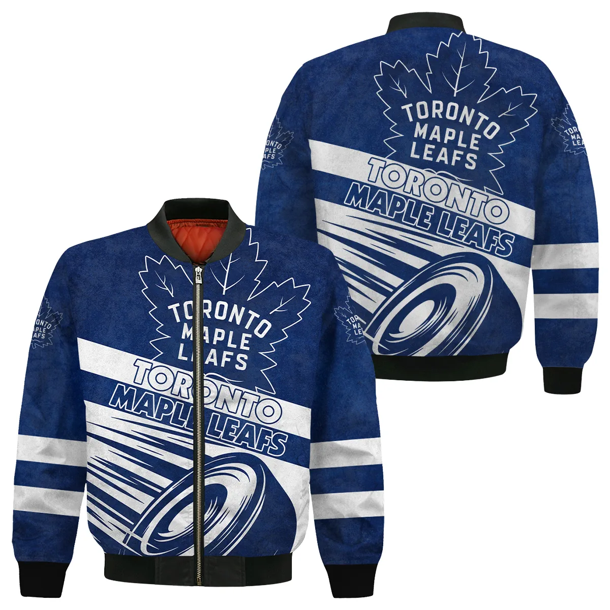 Ice Hockey Puck Toronto Maple Leafs National Hockey League All Over Prints Bomber Jacket MFY241114TMLBB