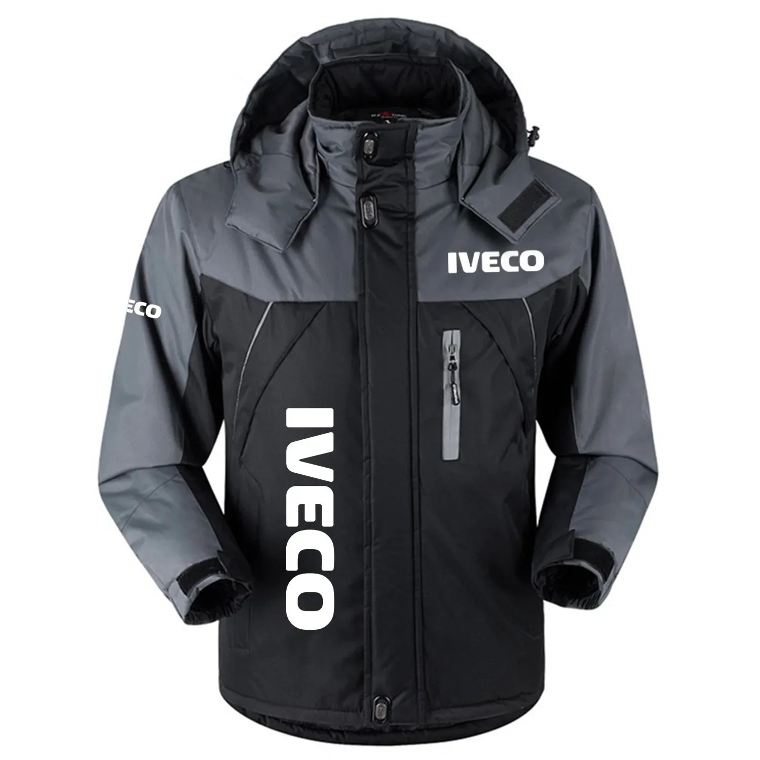 Iveco Exclusive Logo Outdoor Charging Suit Plush Thickened Cold Proof Wind Proof Waterproof Jacket Detachable Hood MFYTHCJ241112IVZ