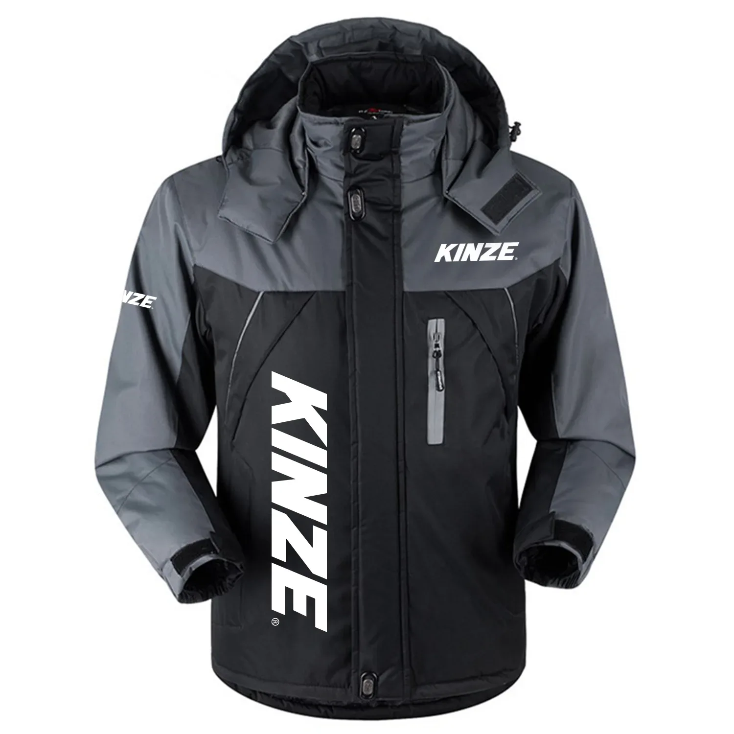 Kinze Manufacturing Exclusive Logo Outdoor Charging Suit Plush Thickened Cold Proof Wind Proof Waterproof Jacket Detachable Hood MFYTHCJ241112KMZ