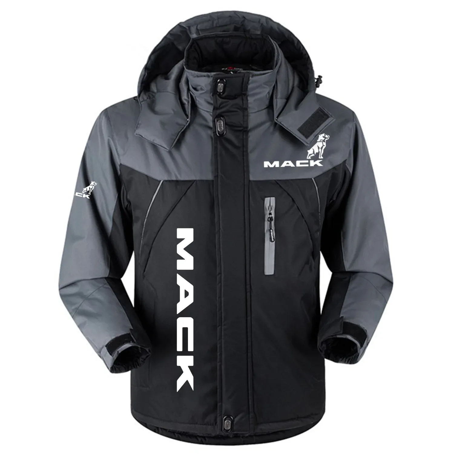 Mack Trucks Exclusive Logo Outdoor Charging Suit Plush Thickened Cold Proof Wind Proof Waterproof Jacket Detachable Hood MFYTHCJ241112MTZ