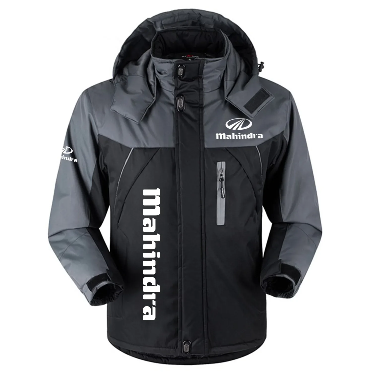 Mahindra Exclusive Logo Outdoor Charging Suit Plush Thickened Cold Proof Wind Proof Waterproof Jacket Detachable Hood MFYTHCJ241112MDZ