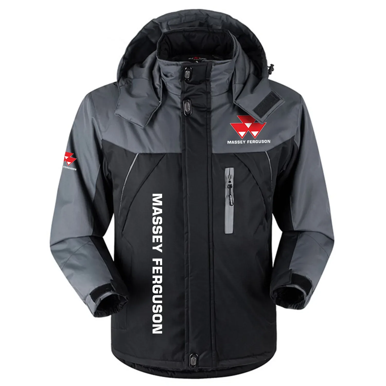 Massey Ferguson Exclusive Logo Outdoor Charging Suit Plush Thickened Cold Proof Wind Proof Waterproof Jacket Detachable Hood MFYTHCJ241112MFZ